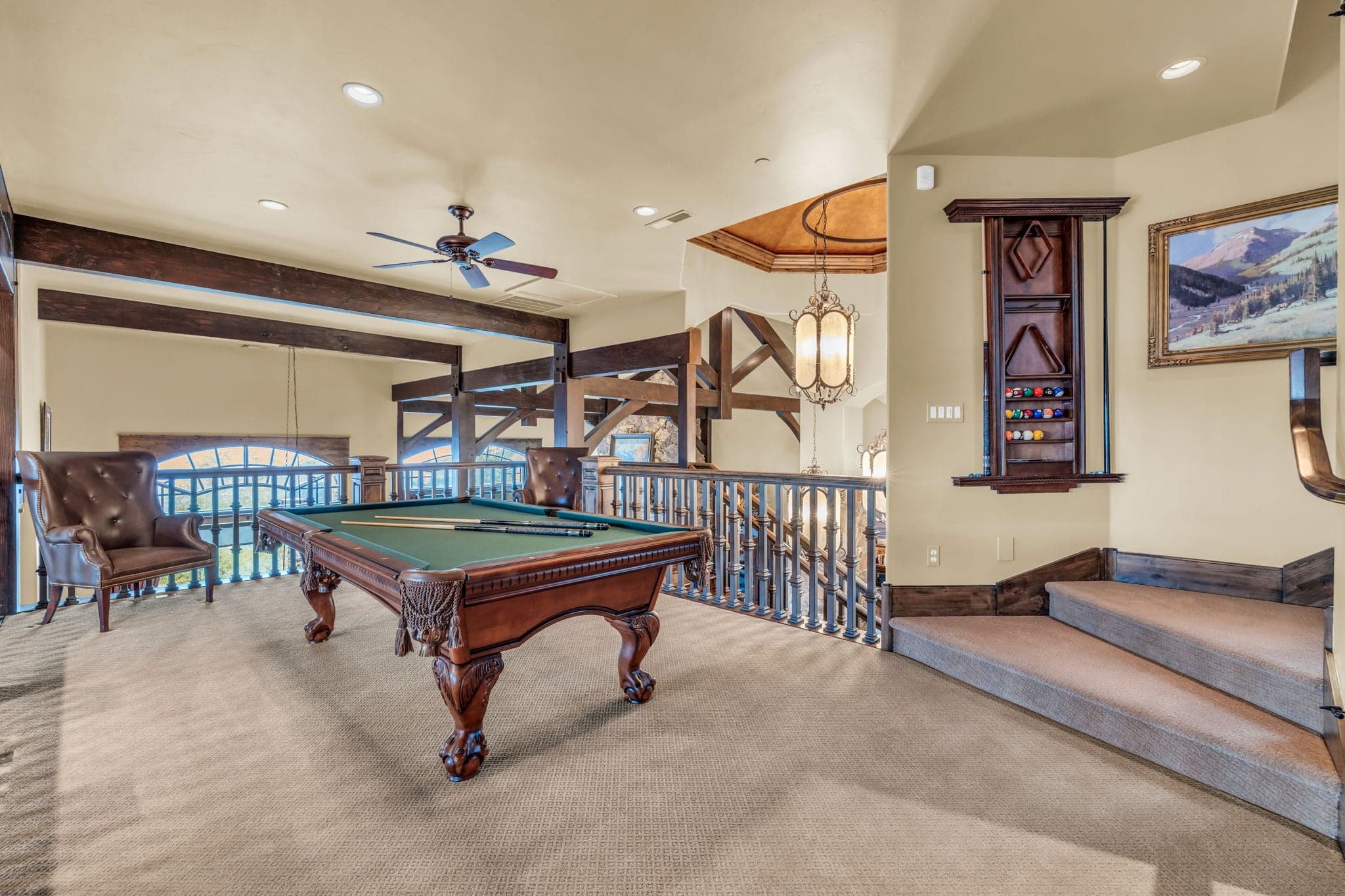Billiards table upstairs at one of our Luxury Park City vacation rentals.