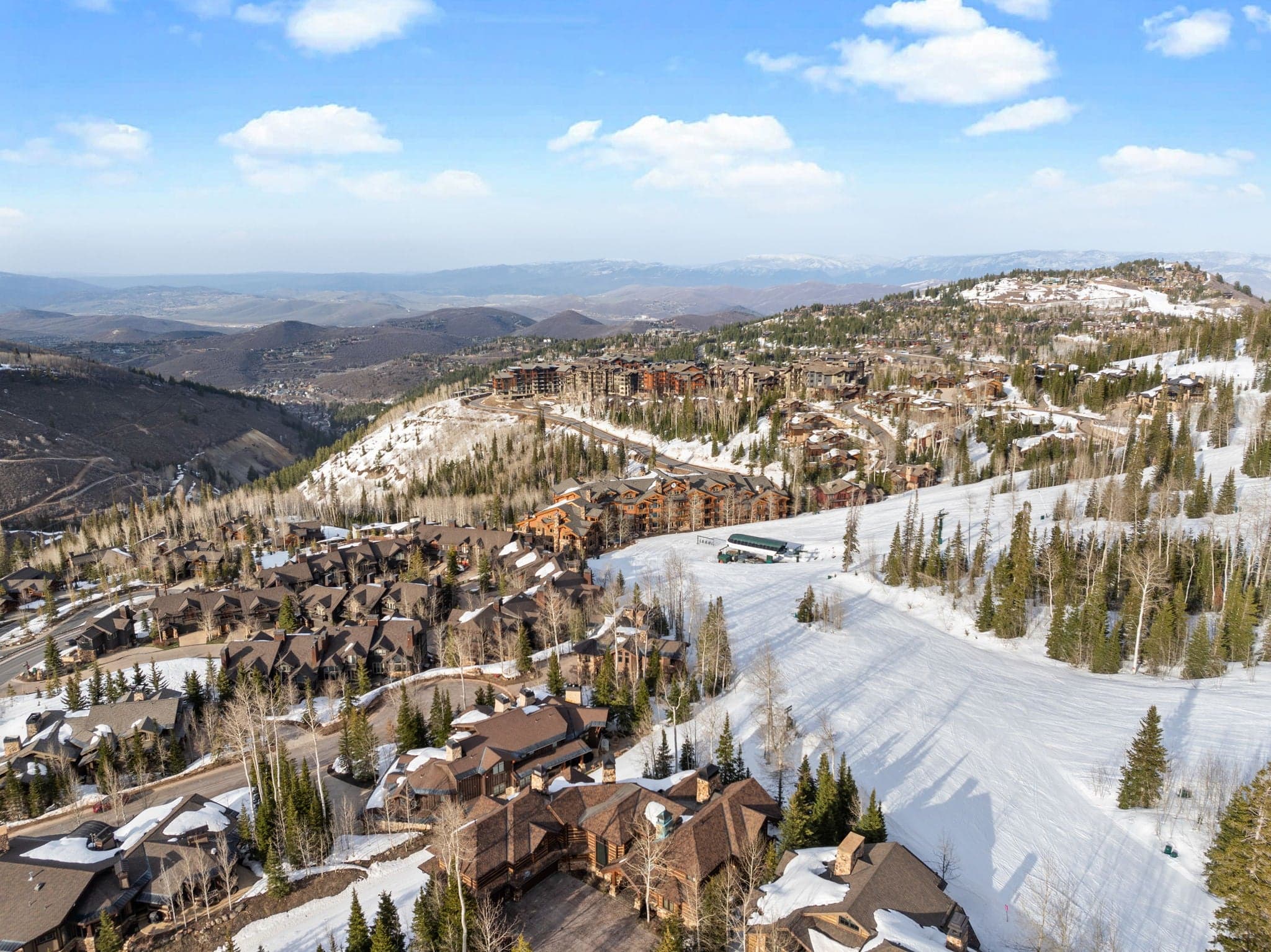 areal view of ski slopes and ski utah home right beside them