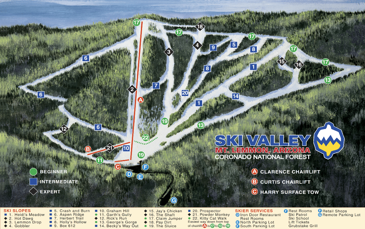 Mount Lemmon Ski Valley Trail Map